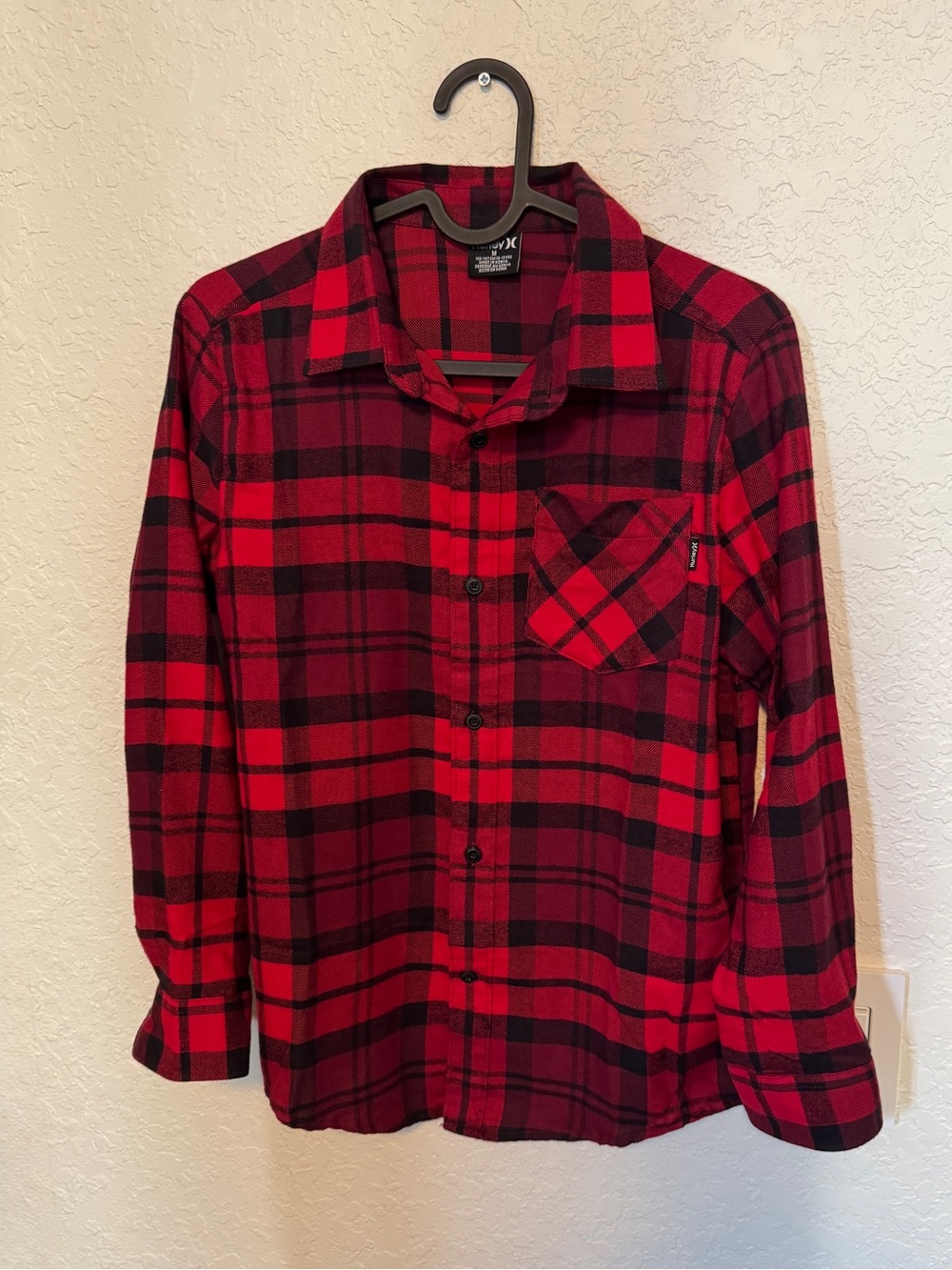 Hurley Boy’s Flannel Plaid Button-Up Shirt